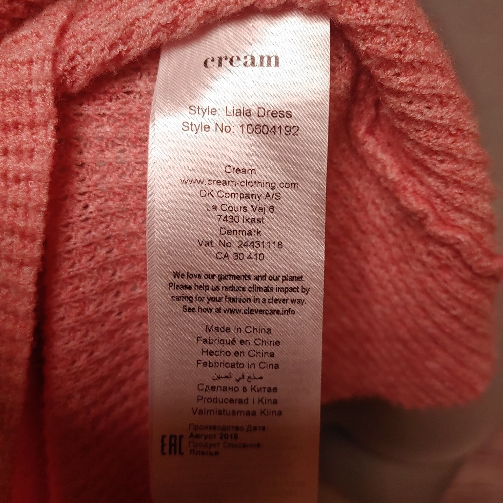 Cream knit pink sweater dress size M - Picture 7 of 10